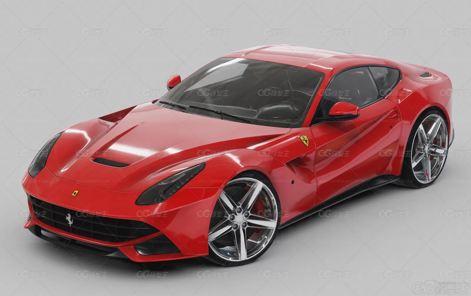 法拉利Ferrari F12超级跑车 赛车 豪华汽车 红色跑车 法拉利汽车3D模型-1