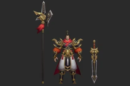 黄金甲战士男  铠甲战士  将士 吕布 大将军 古代将军 将士 武士 盔甲勇士3D模型