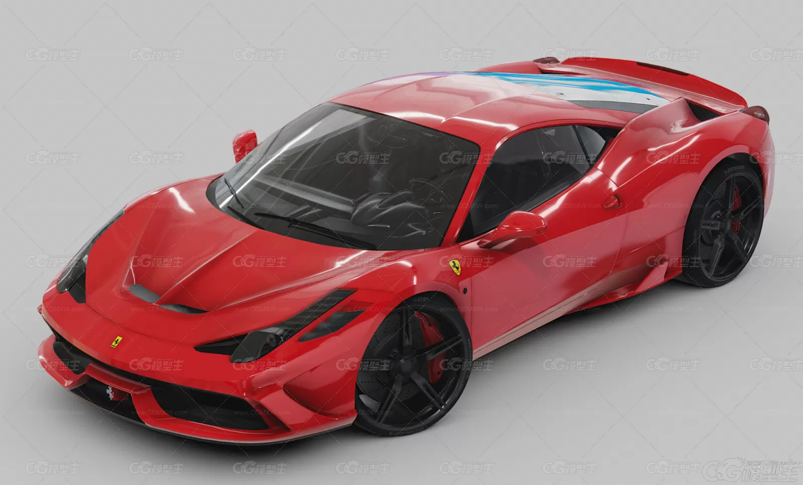 法拉利Ferrari 458 Speciale超级跑车 赛车 豪华汽车 红色跑车 法拉利汽车3D模型-1