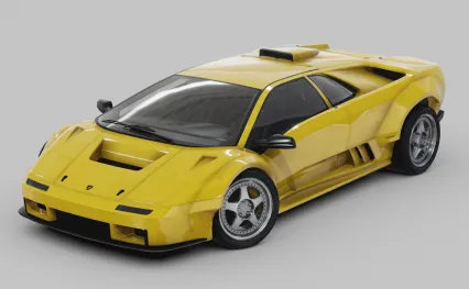 兰博基尼Lamborghini Diablo SV超级跑车赛车豪华汽车黄色跑车超跑兰博基尼汽车3D模型