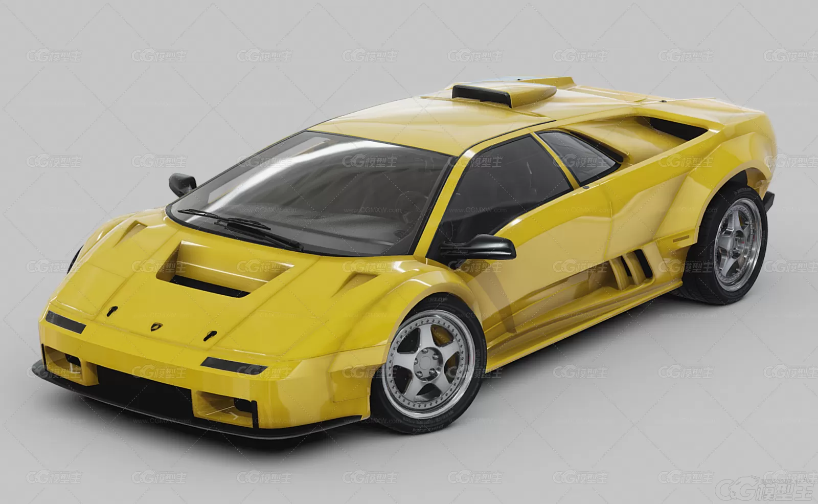 兰博基尼Lamborghini Diablo SV超级跑车赛车豪华汽车黄色跑车超跑兰博基尼汽车3D模型-1