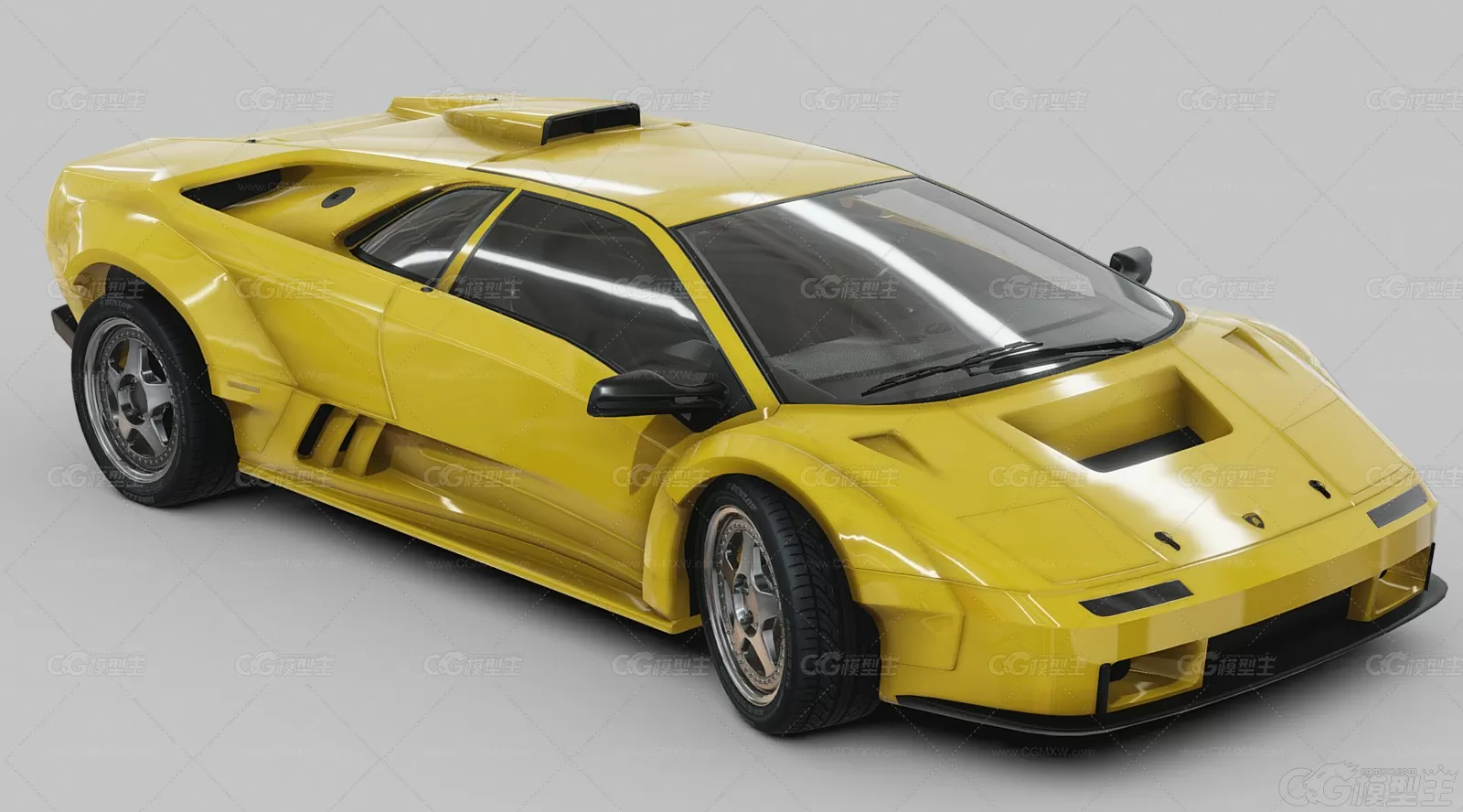 兰博基尼Lamborghini Diablo SV超级跑车赛车豪华汽车黄色跑车超跑兰博基尼汽车3D模型-5