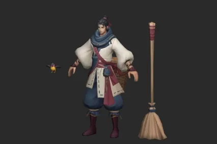 扫地男子 青年打工男  古代男子 店小二