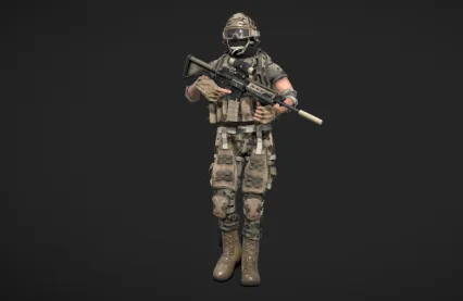 武警特警士兵特种兵迷彩服战士雇佣兵生化士兵生化战士特种部队 特种战士 士兵3D模型