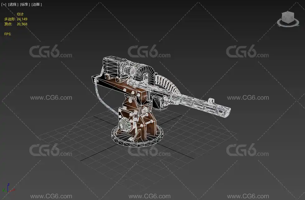 自动机枪炮塔 防空炮塔 赛博朋克炮塔 防御炮塔3D模型-7