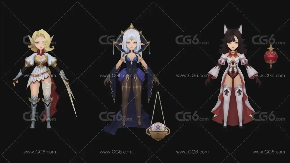 白发魔女  阿狸  魔仙女孩 美女战士 美女巫师 美少女法师 小萝莉3D模型-2