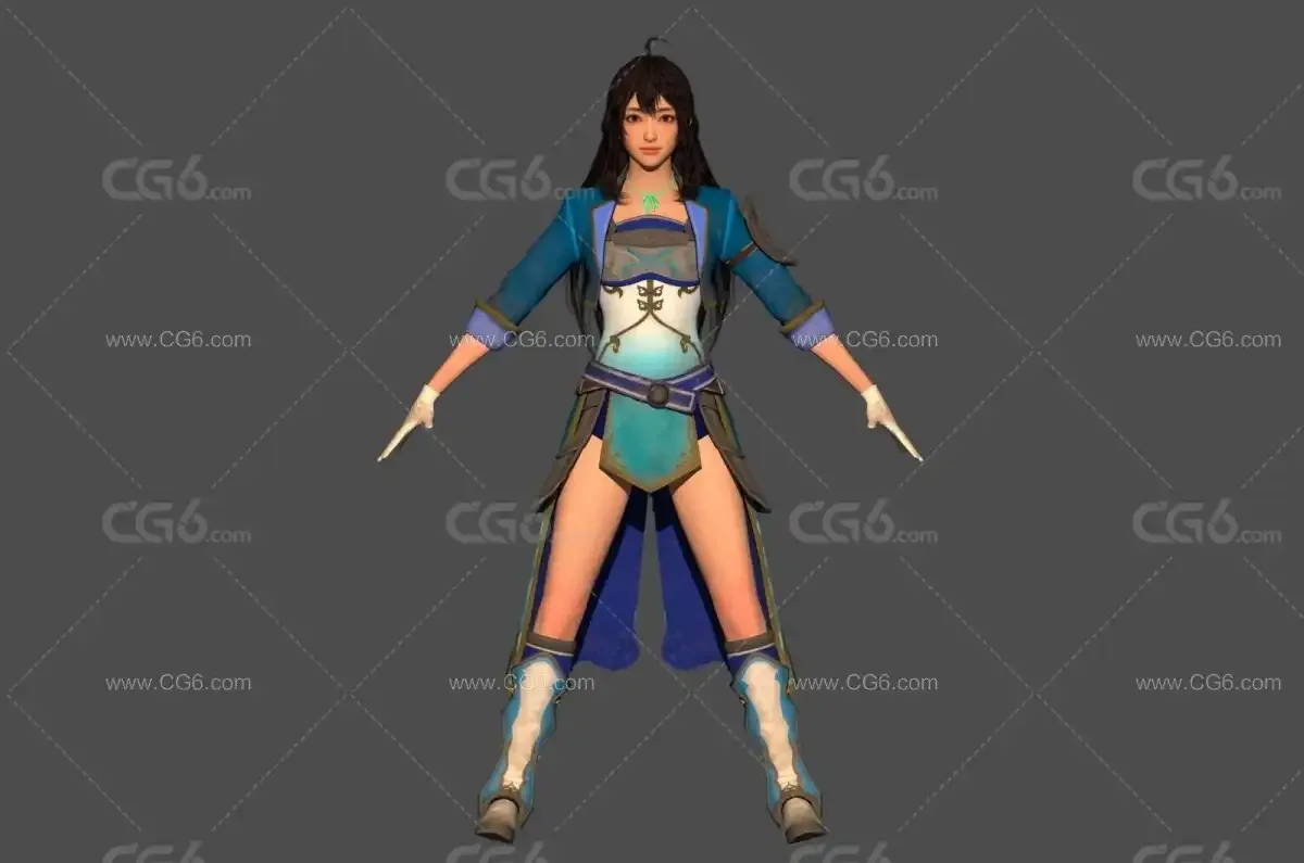 新角色女  转世圣女 美女战士 美女武士 美女刺客 古装美女3D模型-1
