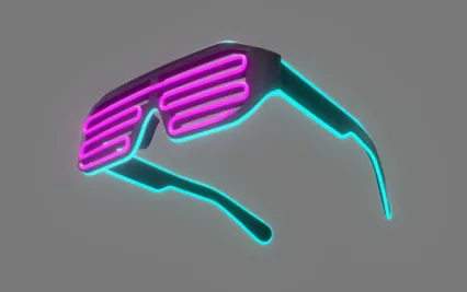 霓虹派对眼镜 赛博朋克眼镜 霓虹灯眼镜3D模型