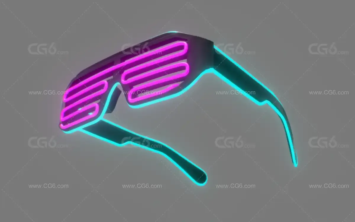 霓虹派对眼镜 赛博朋克眼镜 霓虹灯眼镜3D模型-1