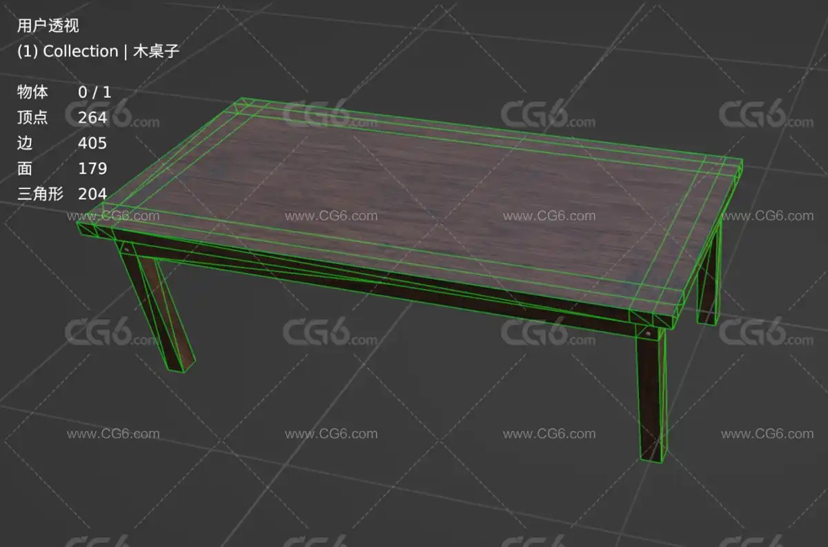 桌子 长桌 木桌 长桌子3D模型-6