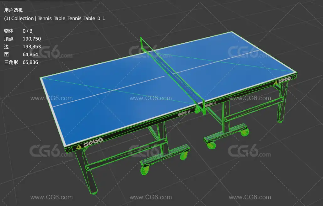 乒乓球桌 球台 乒乓球台 运动比赛 体育器械 运动器械 锻炼器械 3D模型-6