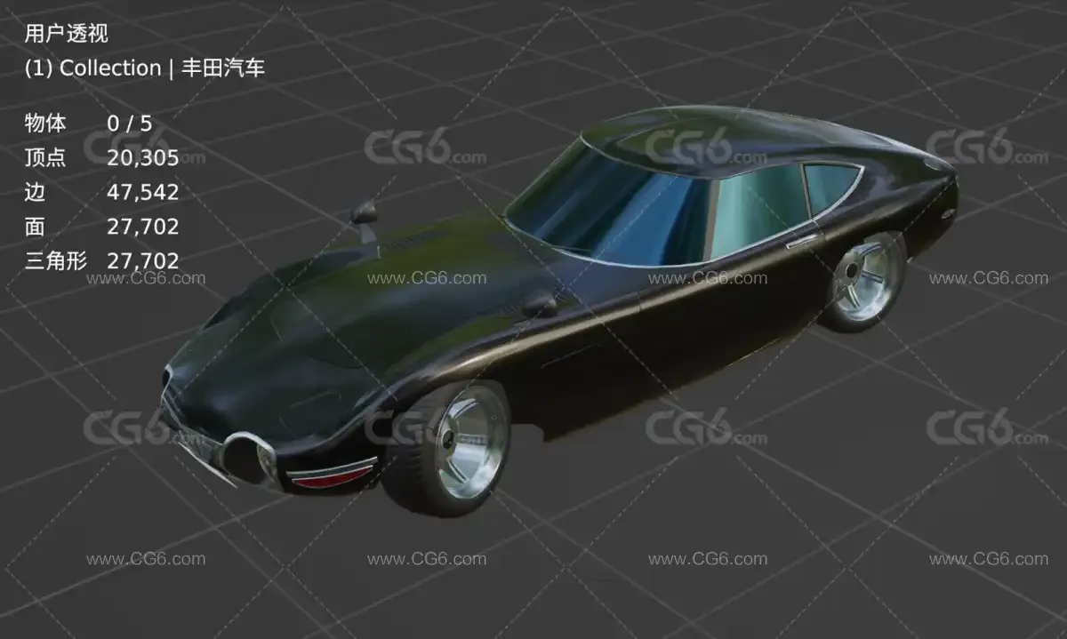 丰田Toyota2000GT汽车 丰田跑车 赛车 超跑 概念汽车 丰田汽车3D模型-5