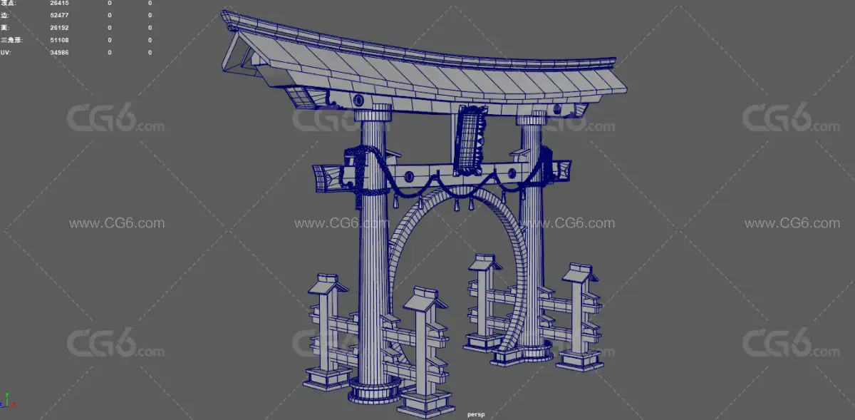 鸟取门 日式牌坊 神社门头 日本结界 古代牌坊 历史建筑 日式元素 日式鸟居 神龛 神...-13