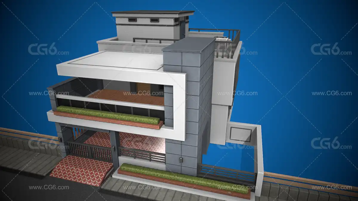 现代别墅 高楼 小楼房 欧式别墅 小区别墅 高档别墅3D模型-2