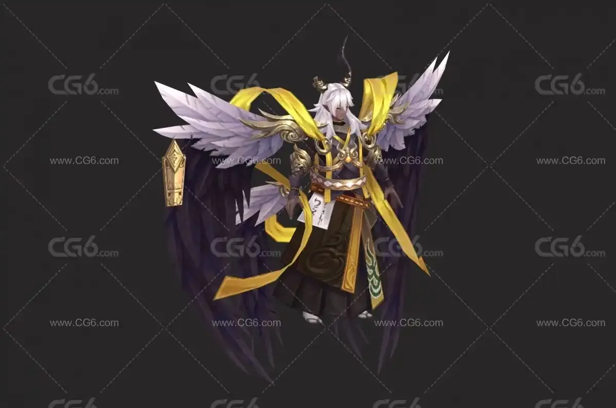 黑翼天神  离恨天男 黑暗使者 黑暗魔法师 暗黑战士 武士3D模型-1