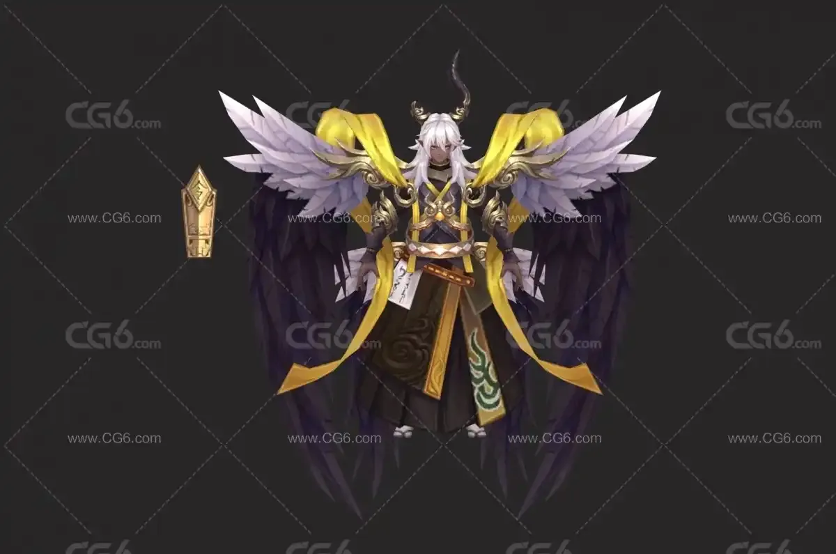 黑翼天神  离恨天男 黑暗使者 黑暗魔法师 暗黑战士 武士3D模型-2