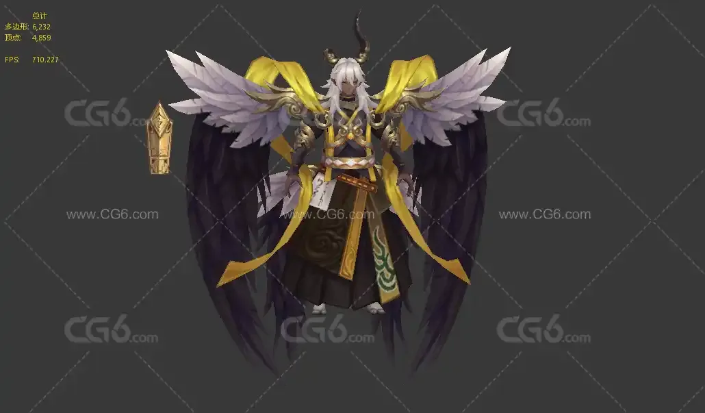 黑翼天神  离恨天男 黑暗使者 黑暗魔法师 暗黑战士 武士3D模型-3