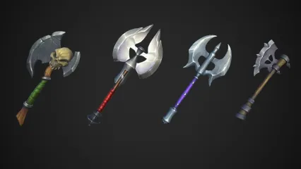 卡通手绘风格化斧子 战斧 武器 兵器 近战武器 战士武器 魔法斧头 铁斧子 维京斧头3D