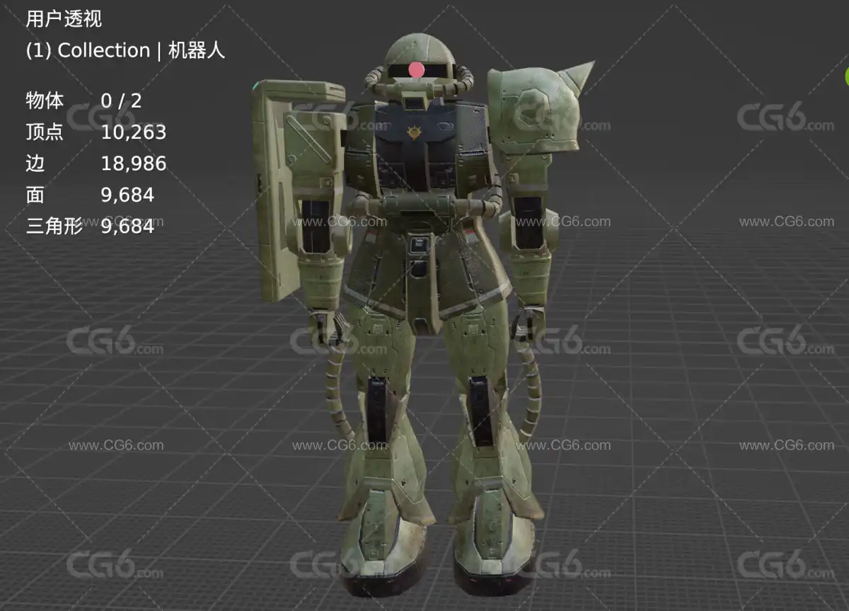 陆战扎古MS06 ZAKU-II 模型 扎古机动战士高达 机甲战士 合金战士 未来机器人战士3D-5