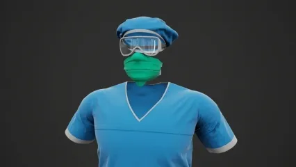 男医生制服护士外科医生 医务人员 抢救员 研究室人员服装3D模型