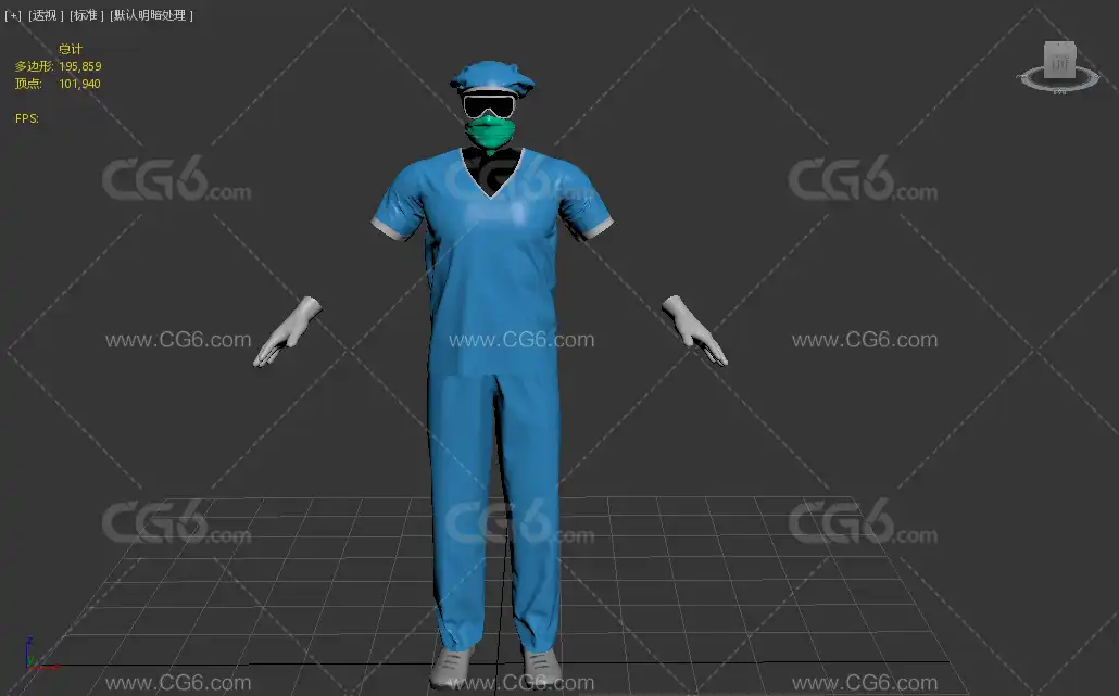 男医生制服护士外科医生 医务人员 抢救员 研究室人员服装3D模型-6