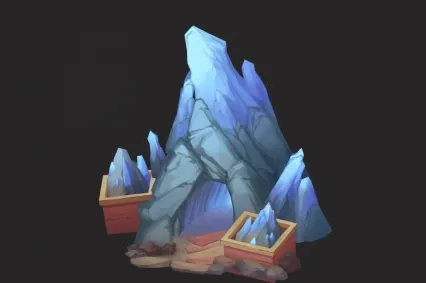 冰山 矿石洞口  砖石矿 石头 石洞 手绘石头 矿山 矿洞3D模型