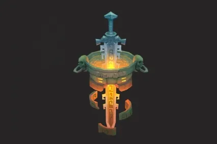 仙剑炉  铸剑炉 低模手绘铸剑炉 圣剑 神剑 打造神剑3D模型