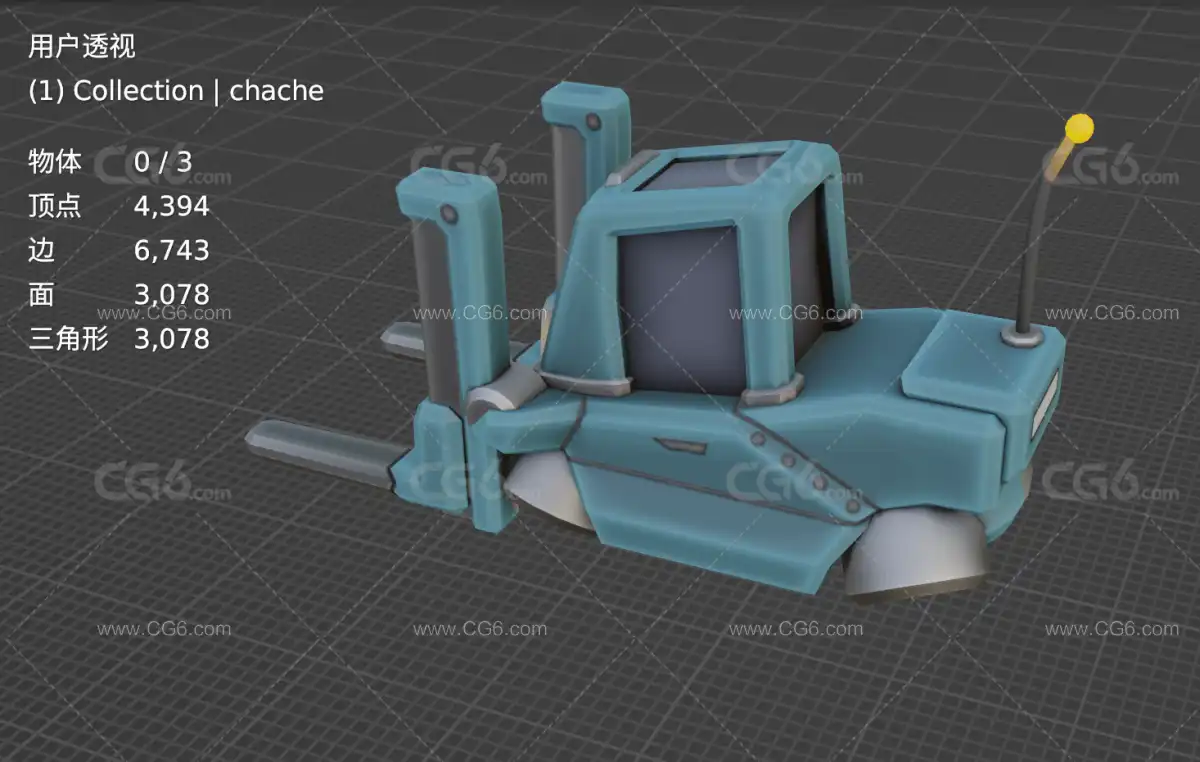 LowPoly卡通风格化科幻叉车 太空叉车 低模概念叉车3D模型-6