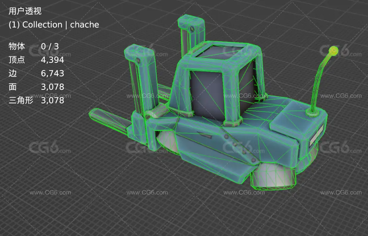 LowPoly卡通风格化科幻叉车 太空叉车 低模概念叉车3D模型-7