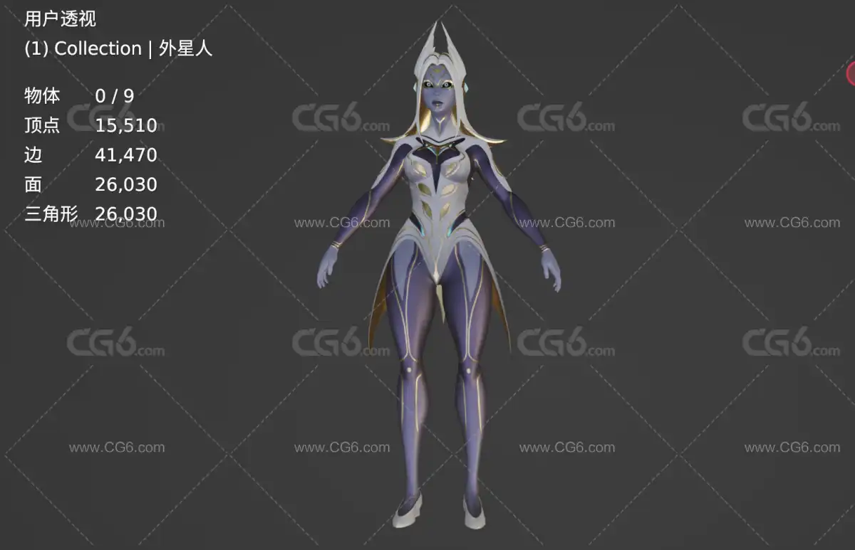 次时代外星人 外星女战士 美女精灵 美女法师 魔法师 大祭司 巫师3D模型