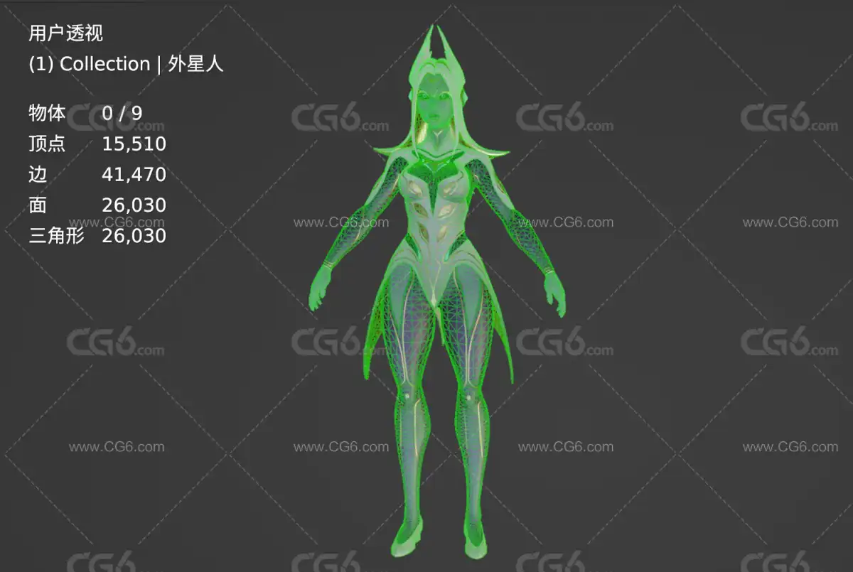 次时代外星人 外星女战士 美女精灵 美女法师 魔法师 大祭司 巫师3D模型