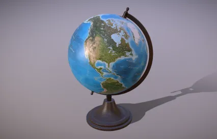 地球仪 教具 PBR材质 次世代 地理教学 地形地理 世界地图 古董 老旧物品 3D模型