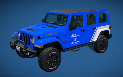 2021吉普牧马人卢比孔 Jeep 牧马人 SUV汽车 撒哈拉汽车 越野车 吉普车 黄色越野车3D