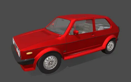 大众高尔夫GTI 1976汽车 大众汽车 高尔夫汽车 怀旧老汽车 红色汽车3D模型