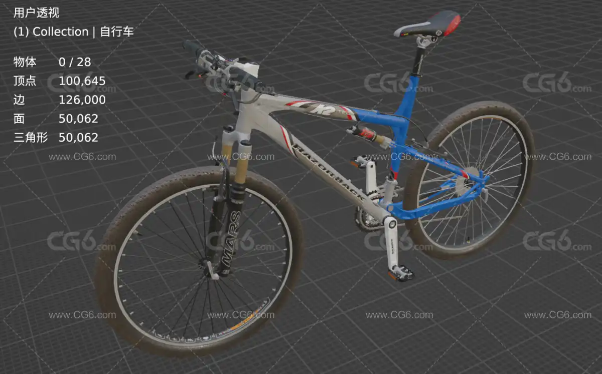 K2 Mountain Bike 越野自行车 山地自行车写实代步工具 赛事自行车 比赛自行车3D模型-6