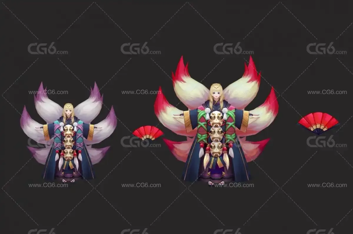 乱世药 药神世家  鬼面人 卡通手绘狐妖 女妖 狐狸精 女狐妖 美女法师 术士 巫师阴阳师-1