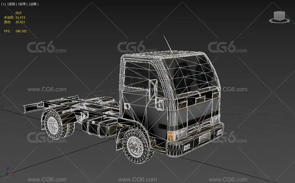 轻卡 拖挂卡车 拖挂汽车 卡车框架 卡车车头3D模型-7