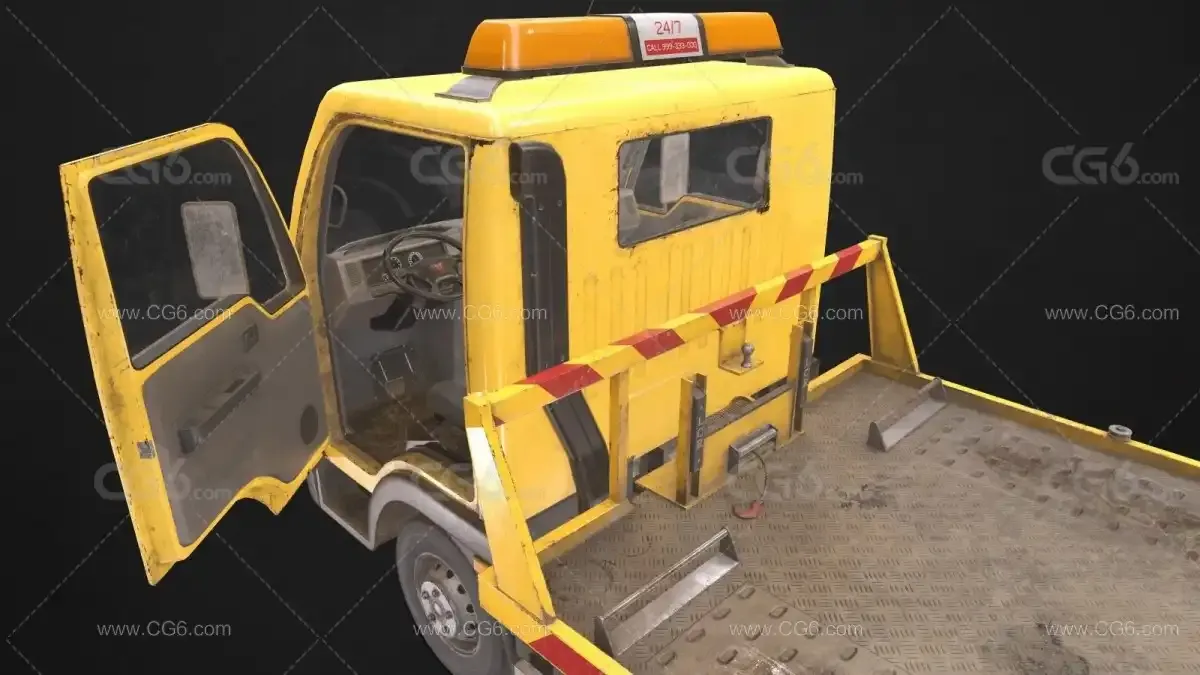M1A2 艾布拉姆斯坦克拖车 半挂车 平板拖车 工程车 卡车 勾AC拖车 清障车 故障拖车3D-5