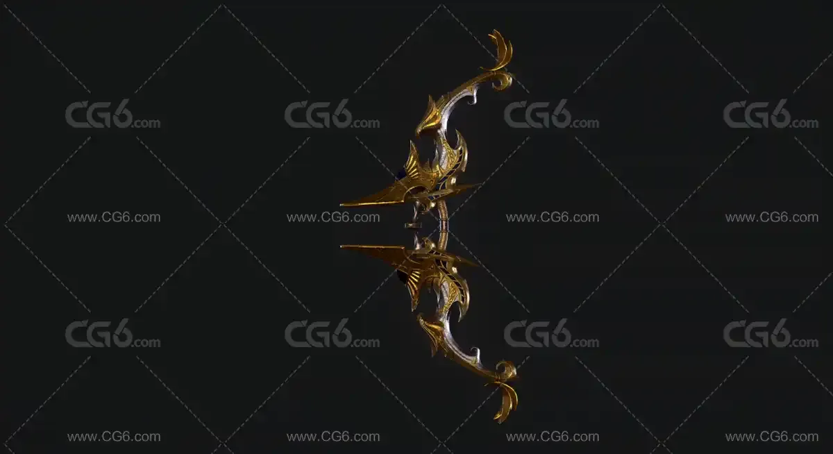 次世代弓 黄金弓箭 精弓 弓箭 风格化魔幻黄金弓箭3D模型-1