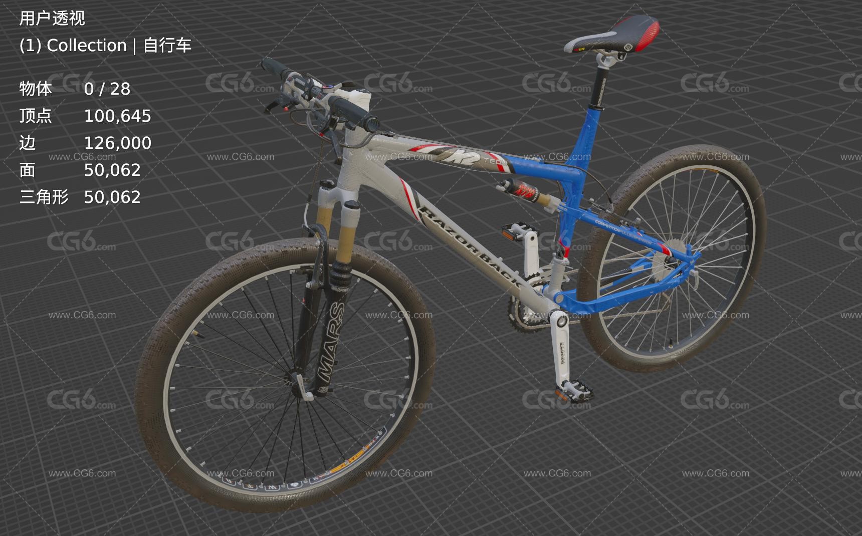 K2 Mountain Bike 越野自行车 山地自行车写实代步工具 赛事自行车 比赛自行车3D模型 -6