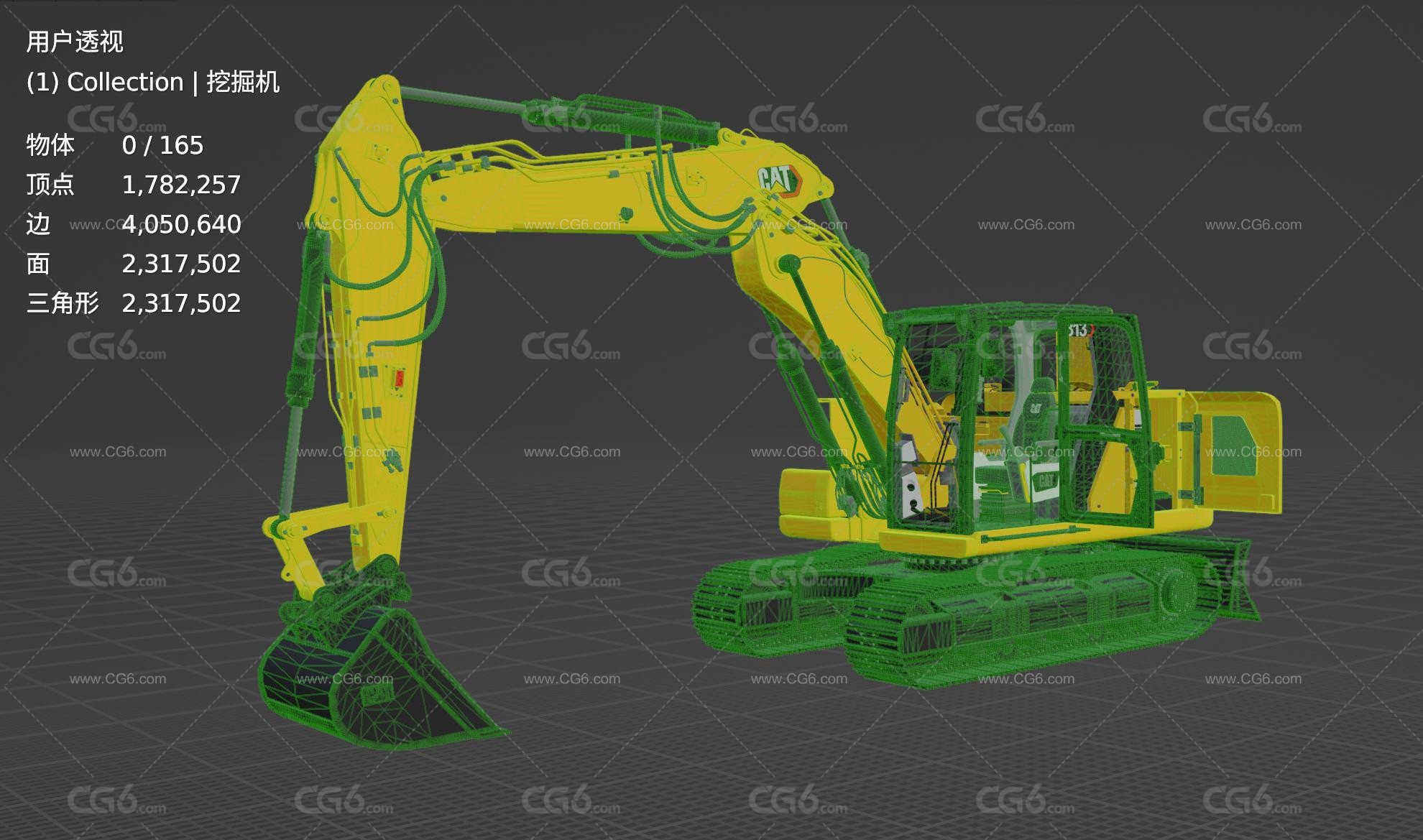 CAT 313 三臂新客舱挖土机 挖掘机 重型机械手臂 工程车 轮式挖掘机 履带式挖掘机 挖机3D模型-8