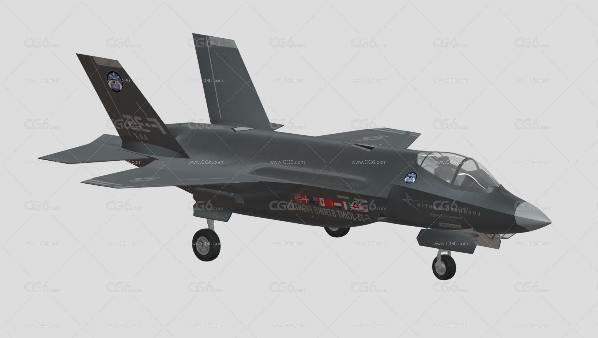 F-35 F35 闪电战机 战斗机 闪电2战斗机 隐形多用途战斗机 军用飞机 闪电Ⅱ 第五代战斗机 美军战斗机3D模型-4