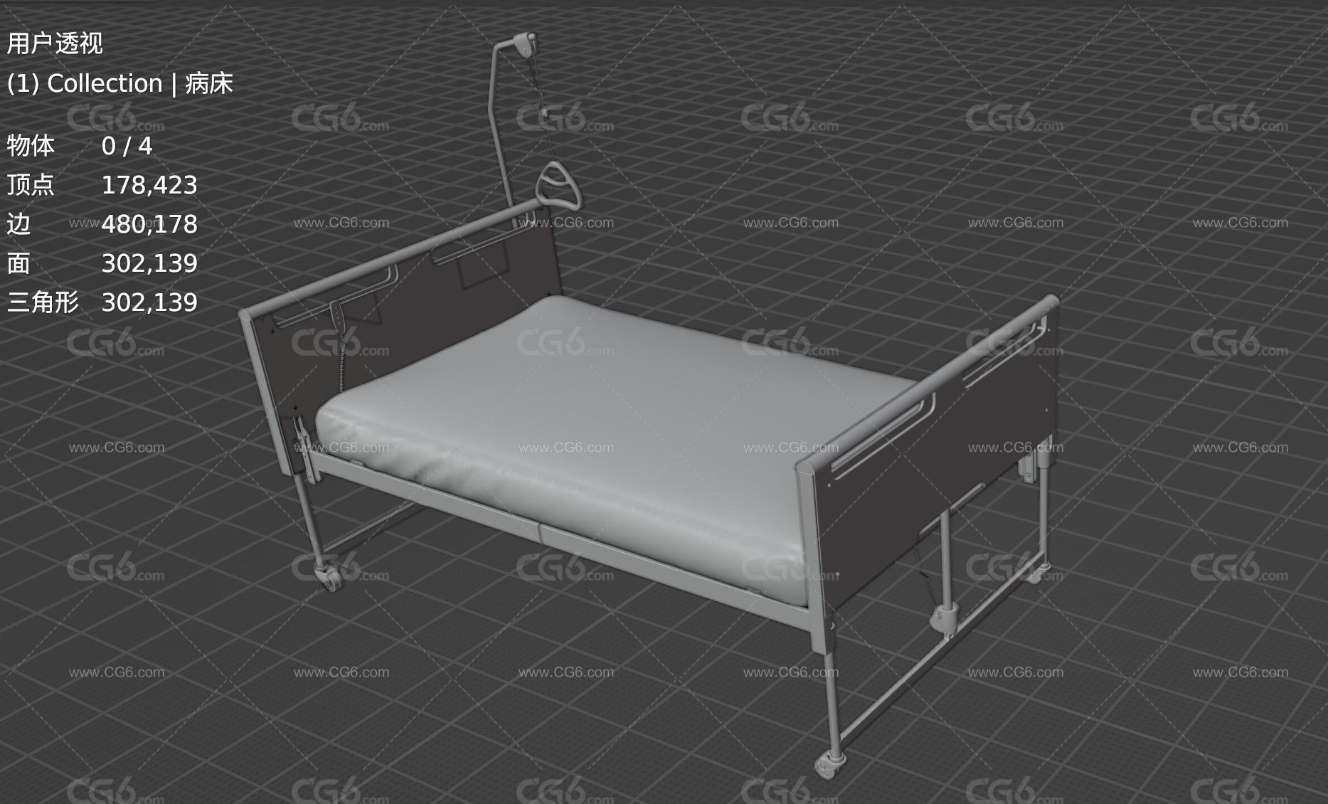 医院床病床 hospital bed 医院病房 医院病床 医疗设备 手术操作台 产床 加护病床 医疗床3D模型-5