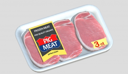 Low Poly低模超市肉类 猪肉 培根 包装肉片 猪肉片 五花肉 瘦肉 肉块 鲜肉3D模型