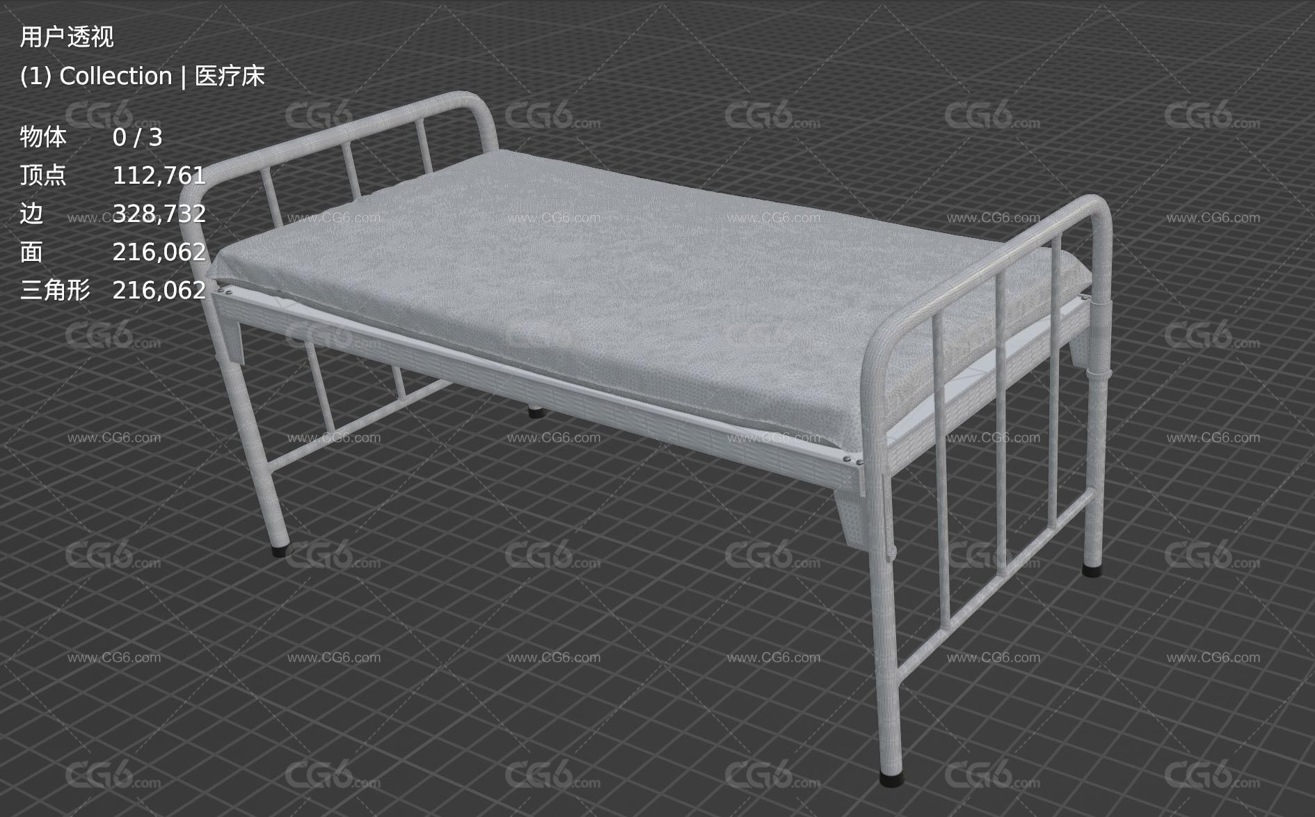 医院床病床 hospital bed 医院病房 医院病床 医疗设备 手术操作台 产床 加护病床-6