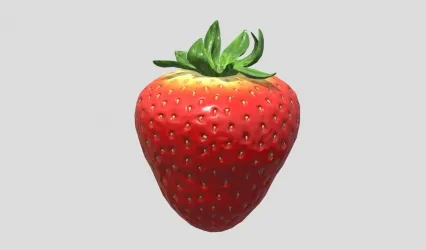 Low Poly PBR草莓 水果 绿色蔬果 生鲜水果 蔷薇科 草本植物 低模草莓3D模型