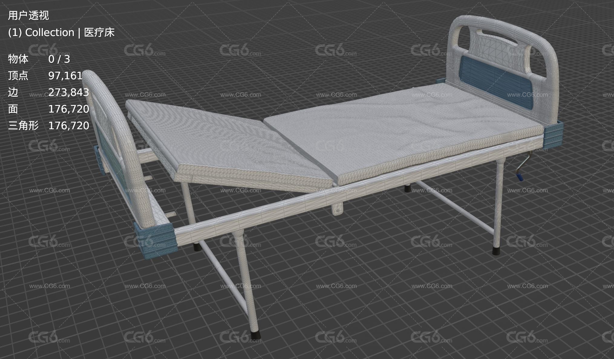 医院床病床 hospital bed 医院病房 医院病床 医疗设备 手术操作台 产床 加护病床 医疗床3D模型-6