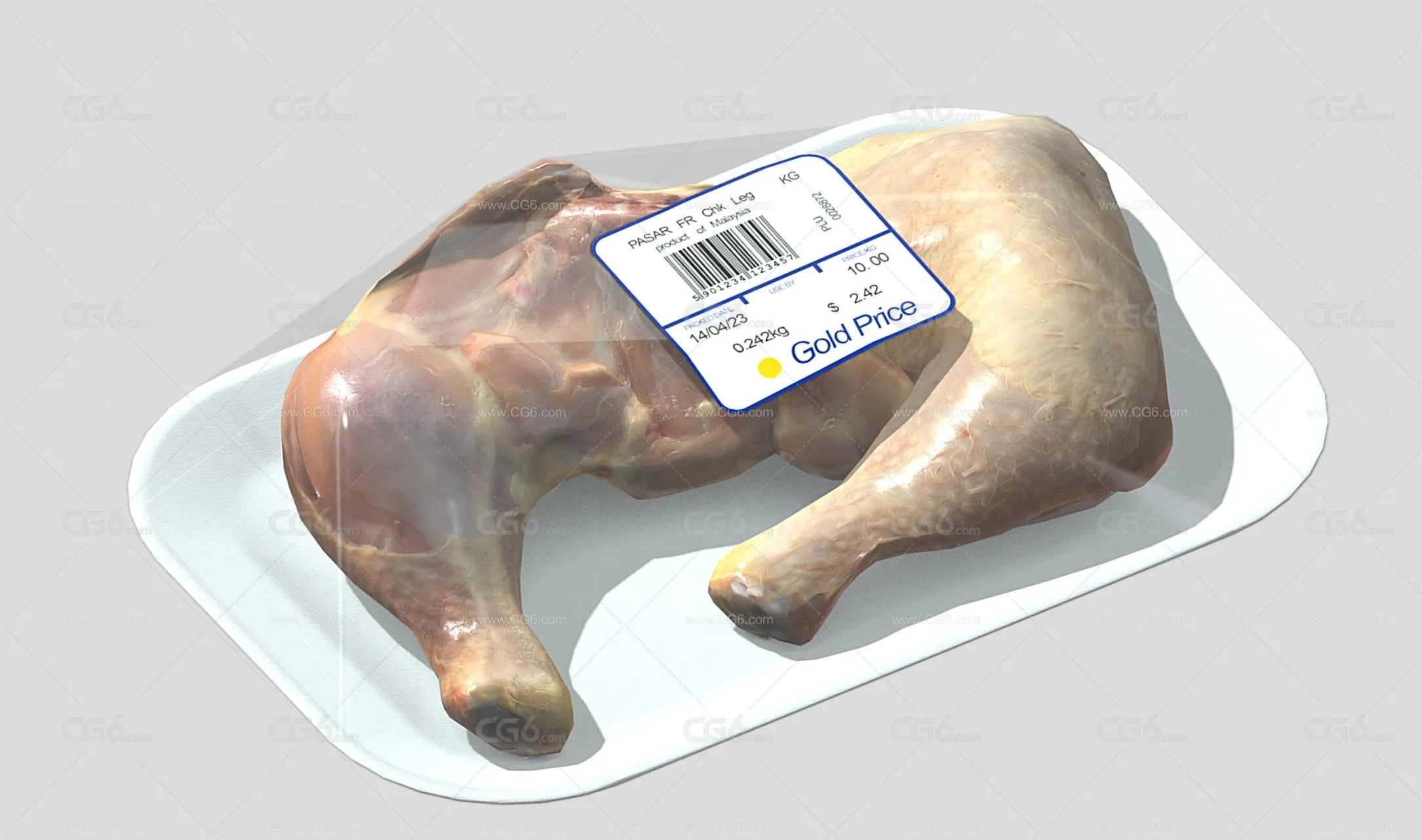 Low Poly低模超市冷冻鸡腿肉 大鸡腿 鸡肉 生鲜 鲜肉3D模型-1
