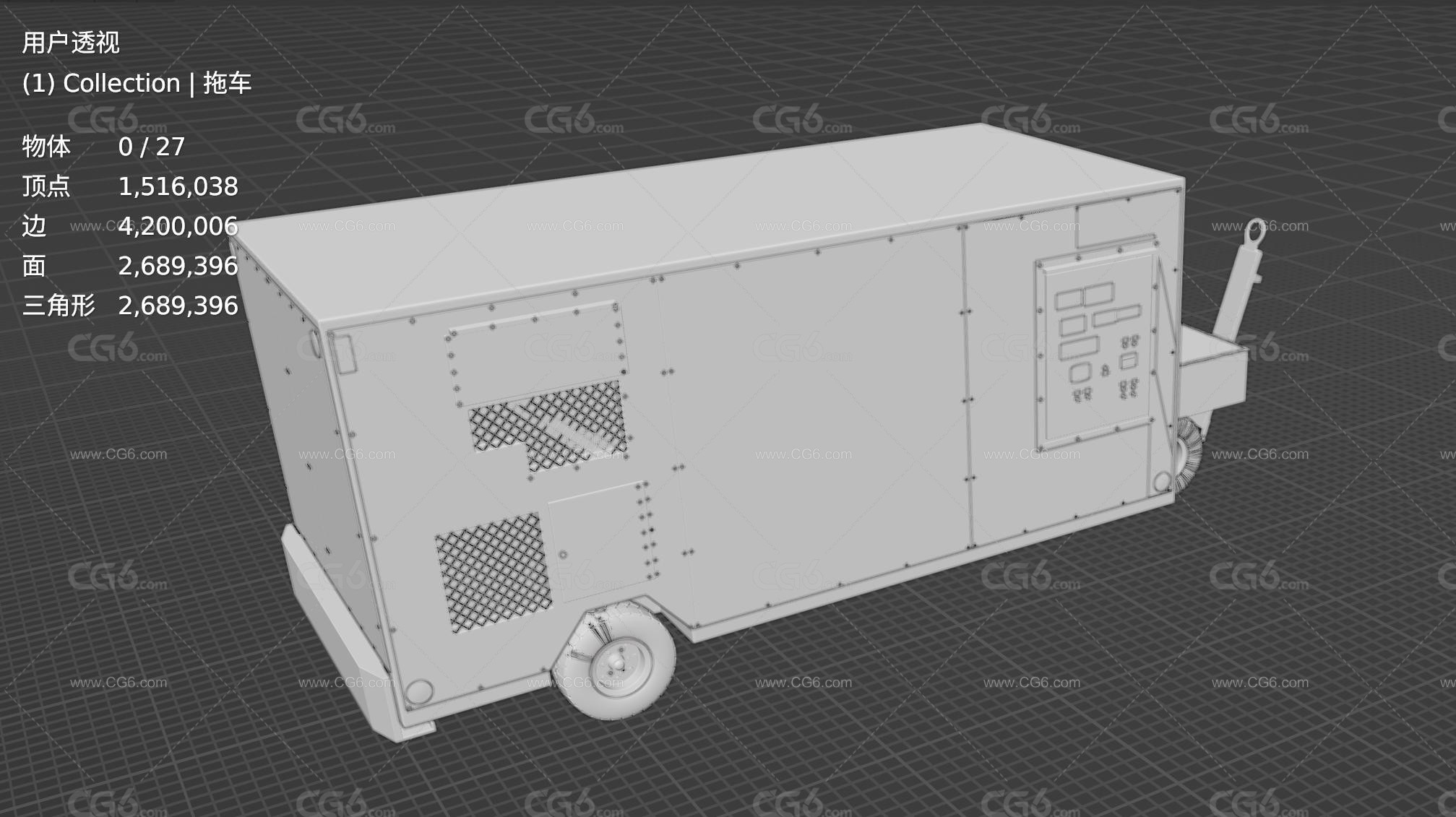 拖车 发电车 移动电车 货车 移动货箱3D模型-5