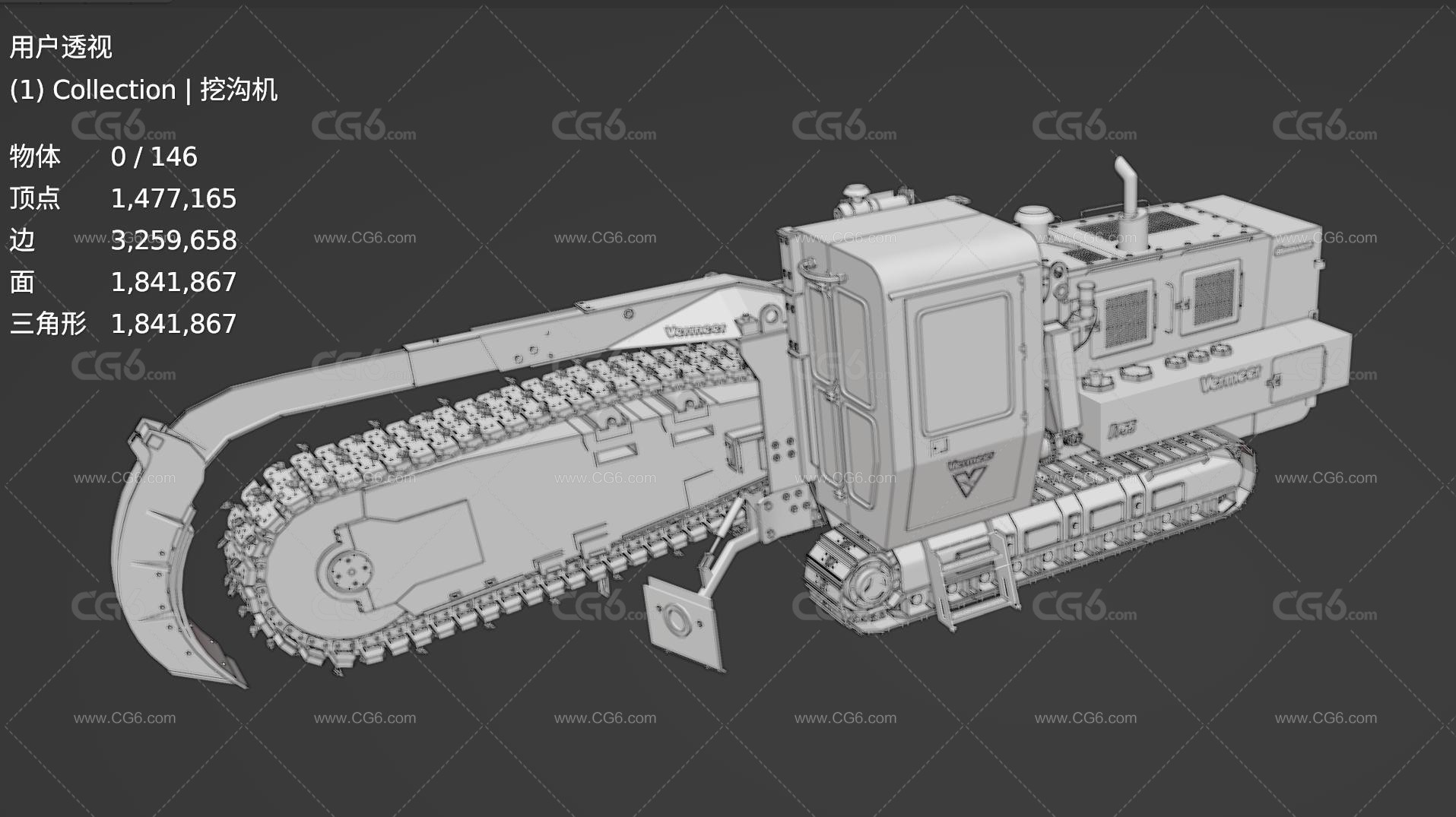 T755III 履带式开沟机 管道挖沟机 挖机 工程车 Vermeer 管道开沟机3D模型-6